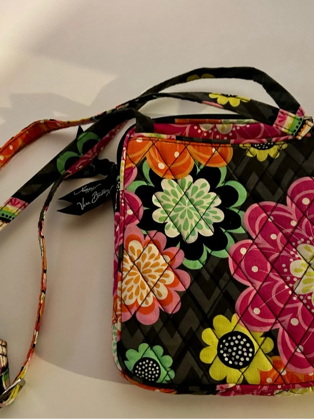 Vera Bradley Mini Hipster Ziggy Zinnia Crossbody Bag Floral Paisley Quilted